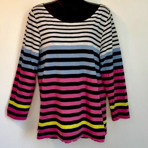 Striped pink blue yellow white cotton top X-LARGE